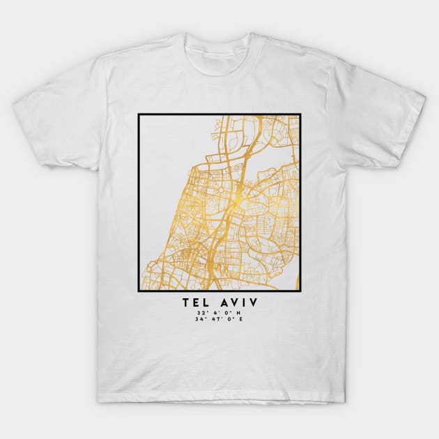 TEL AVIV ISRAEL CITY STREET MAP ART T-Shirt by deificusArt